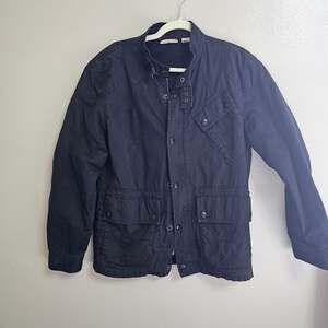 V2K DKNY Jeans Black Utility Military Jacket Butterfly Studded Back M